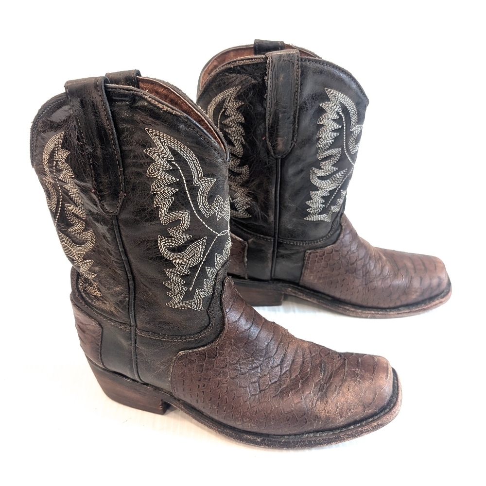 VERETTA Kids' Black & Brown Leather Western Cowgirl Boots Size 22 USA